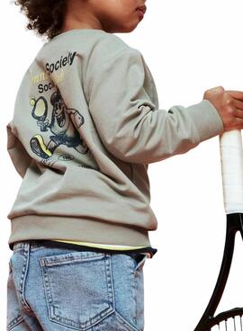 Sweatshirt Name It Tennis grüngrau für Jungen