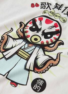 T-Shirt Name It mit japanischem weißen Design für Jungen.