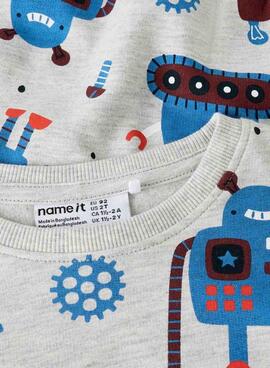 Sudadera Name It Roboter grau für Jungen.