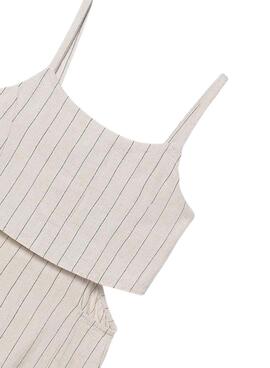 Beigefarbener Overall mit Streifen für Mädchen
