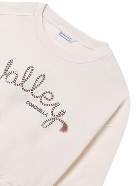 Pullover Mayoral bestickt beige für Mädchen