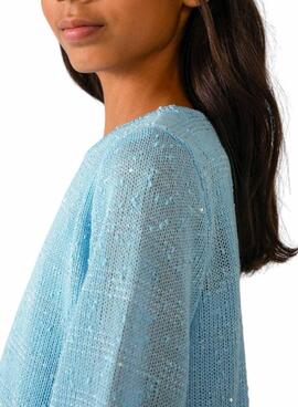 Pullover Mayoral Feinstrick in Himmelblau für Mädchen.