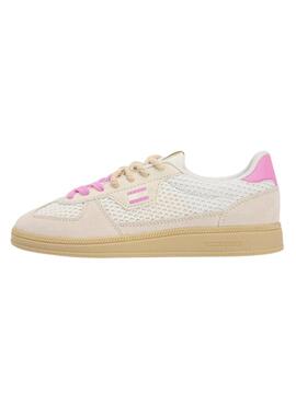 Turnschuhe Tommy Jeans The Greenwich Edge Knit in Beige und Rosa für Damen.