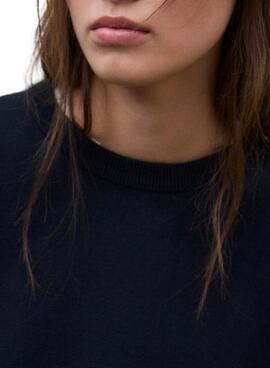 Pullover Ecoalf Koa gestreiftes Marineblau für Damen.