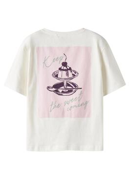 T-Shirt Name It Bena mit grafischem Druck in Rohweiß für Mädchen