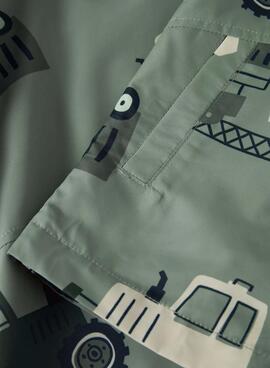 Regenjacke Name It Max mit Maschinenmuster in Salbeigrün für Jungen