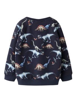 Pullover Name It Bertil mit Dinosaurier-Print in Marineblau für Jungen