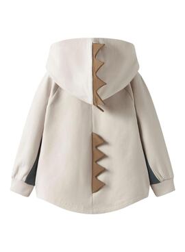 Kapuzenpullover Name It in beige mit Dinosaurier für Jungen.