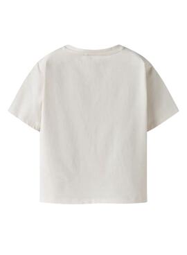 T-Shirt Name It mit tierischem Print in Beige für Mädchen