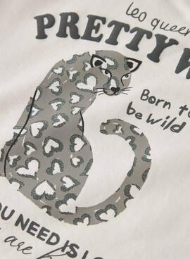 T-Shirt Name It mit tierischem Print in Beige für Mädchen