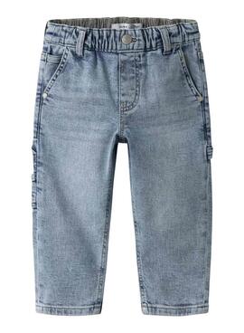 Hose Name It Cargo Denim in heller Waschung für Jungen.