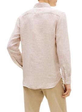 Hemd aus Leinen von Tommy Hilfiger mit Bengalstreifen in Beigetönen für Herren