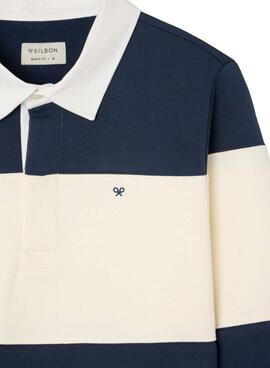 Sweatshirt Polo Silbon blue and white stripes for men