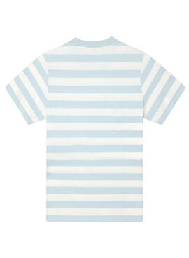 T-shirt Silbon blue and white stripes for men