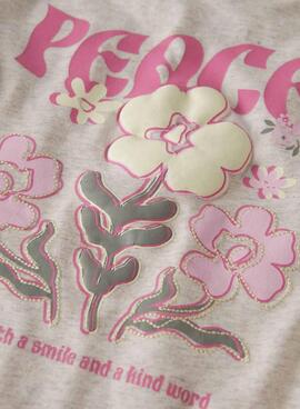 T-Shirt Name It Dartiana wähle Freundlichkeit beige für Mädchen