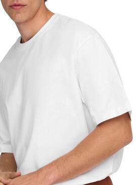 T-Shirt Only and Sons Fred weiß für Herren.