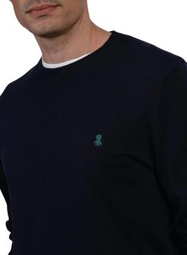 Pullover El Pulpo Logo besticktes Marineblau Denim für Herren
