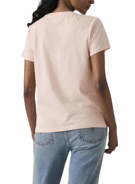 Levis Perfect T-Shirt in Rosa mit floralem Logo für Damen