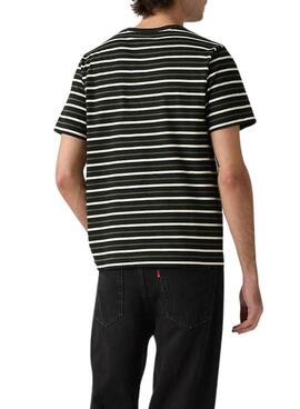 T-shirt Levis Andor Stripe schwarz und grün für Herren