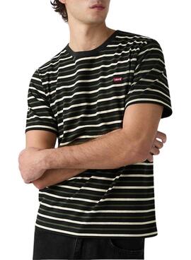 T-shirt Levis Andor Stripe schwarz und grün für Herren