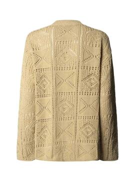 Strickjacke Pepe Jeans Kas in Beige für Damen.