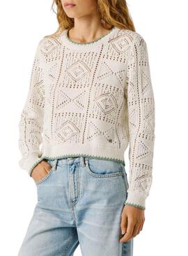 Pepe Jeans Damen-Strickpullover Kas in Weiß.