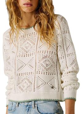 Pepe Jeans Damen-Strickpullover Kas in Weiß.