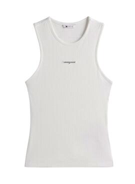 Top Tommy Jeans Script Label weiß für Damen