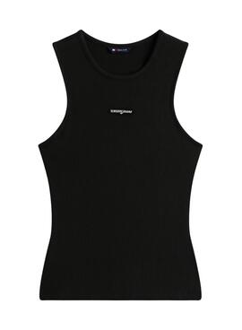 Top Tommy Jeans Script Label schwarz für Damen