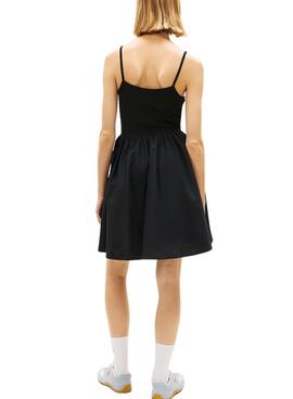 Kleid Tommy Jeans Poplin Strappy schwarz für Damen