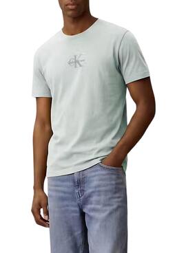 T-Shirt Calvin Klein Jeans Micro Monolog in Türkis für Herren.