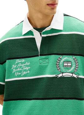 Grünes Tommy Jeans Rugby-Poloshirt für Herren
