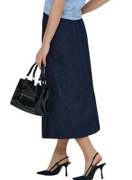 Only Mindy Midi Dark Wash Denim Skirt for Women.