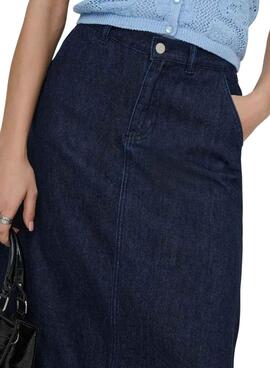 Only Mindy Midi Dark Wash Denim Skirt for Women.