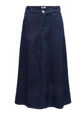 Only Mindy Midi Dark Wash Denim Skirt for Women.