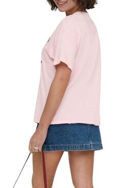 T-shirt Only Rolling Stones in rosa für Damen