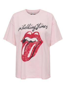 T-shirt Only Rolling Stones in rosa für Damen