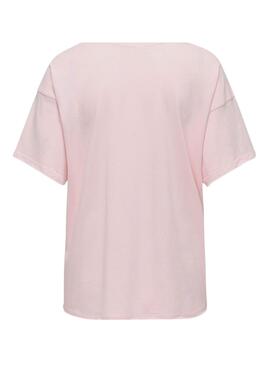 T-shirt Only Rolling Stones in rosa für Damen