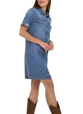 Kleid Only Damen mit mittlerem Waschung von Jeansstoff