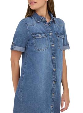 Kleid Only Damen mit mittlerem Waschung von Jeansstoff