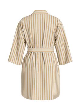 Gelb gestreiftes Vila Prisilla Kleid für Damen.