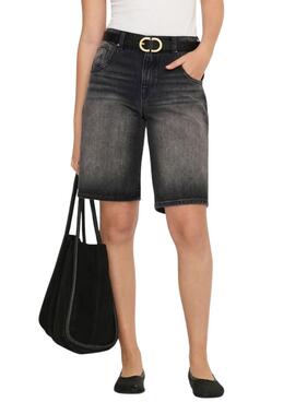 Schwarze Only Mate Jeans-Bermudas für Damen