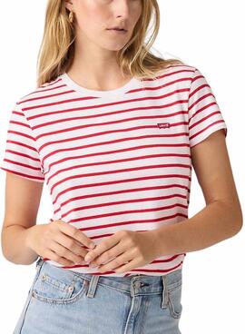 Levis Emily Stripe T-Shirt rot und weiß für Damen