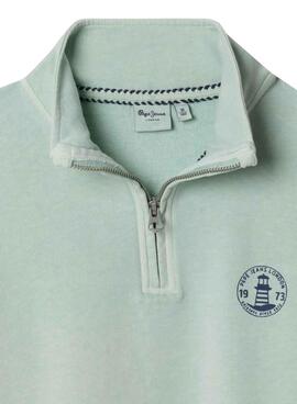 Sudadera Pepe Jeans Preston in mintgrün für Jungen.