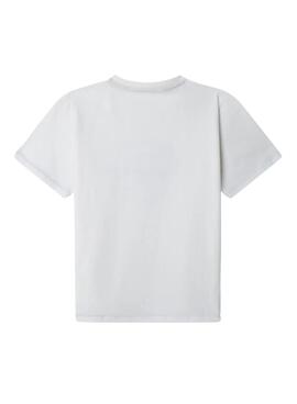 T-shirt Pepe Jeans Beckett white logo für Jungen.