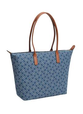 Tasche Tommy Hilfiger Popette monogramm Tote blau für Damen