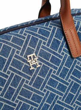 Handtasche Tommy Hilfiger Popette monogrammiert Mini blau für Damen