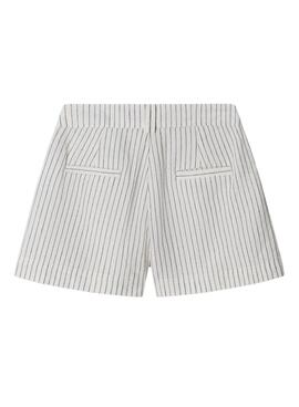 Kurze Hose Pepe Jeans Izzy mit beiger diplomatischer Streifen für Mädchen.