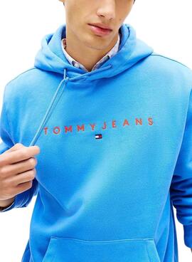 Sweatshirt Tommy Jeans Linear Logo blaugrün für Herren