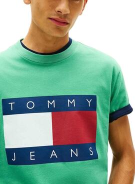 T-Shirt Tommy Jeans Big Flag in Grün für Herren